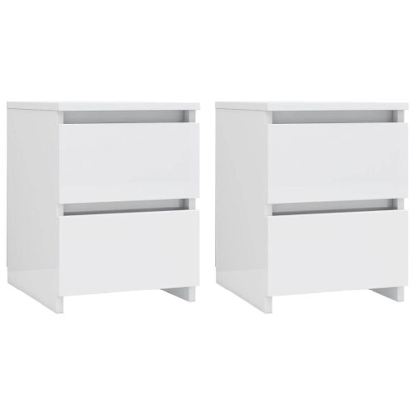 vidaXL 2x Bedside Cabinets Engineered Wood High Gloss White Nightstand Table on OnBuy