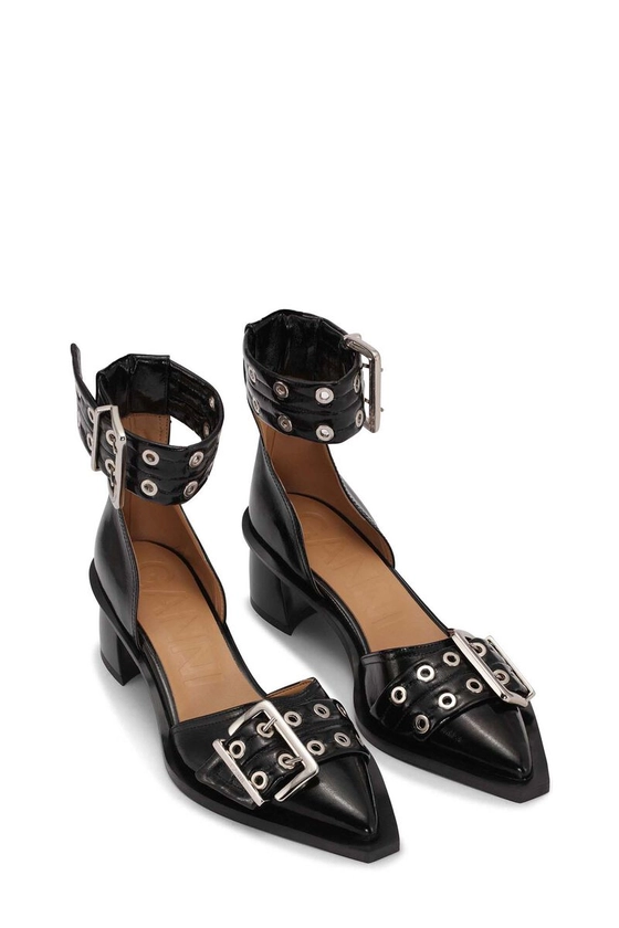 Black Black Feminine Buckle Open Cut Pumps | GANNI FR