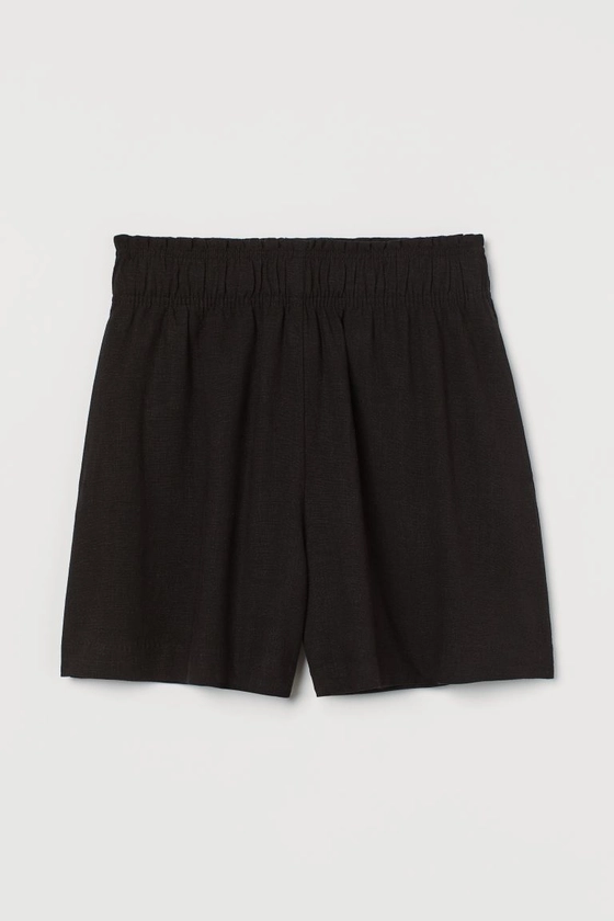 Short en lin mélangé - Noir - FEMME | H&M FR