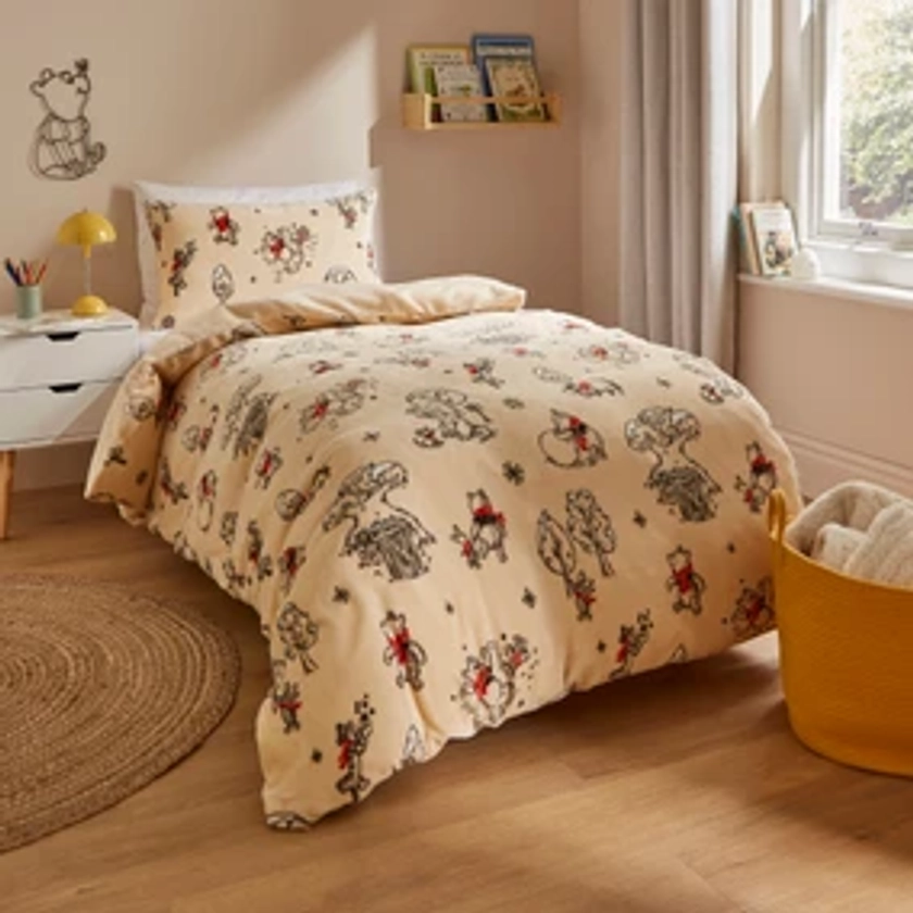 Disney Winnie the Pooh Fleece Duvet Cover and Pillowcase Set