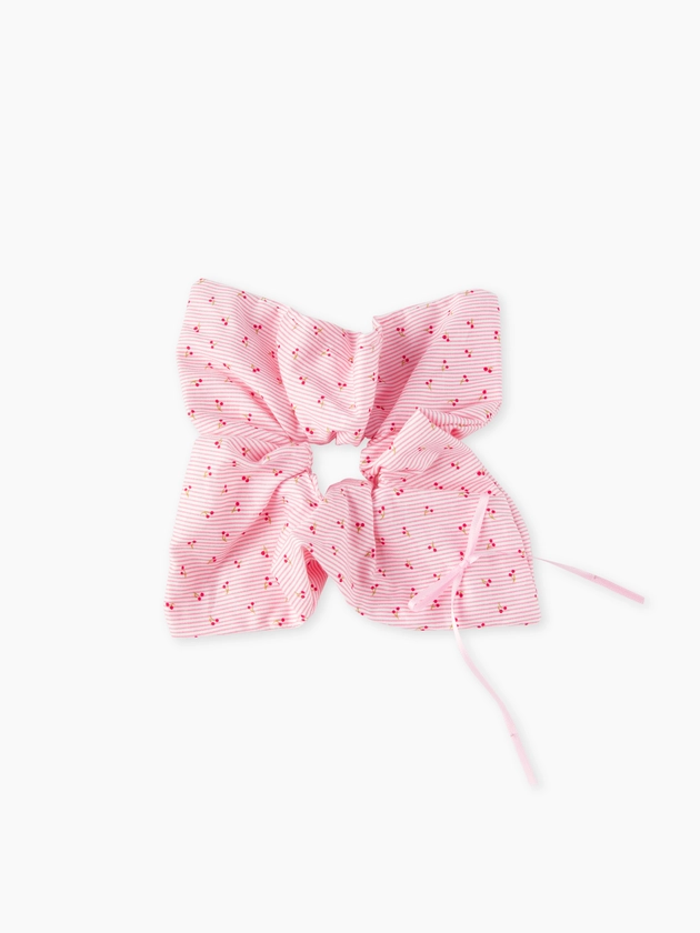 Polyester CHERRY STRIPE SCRUNCHIE For Daily Casual Date School Picnic