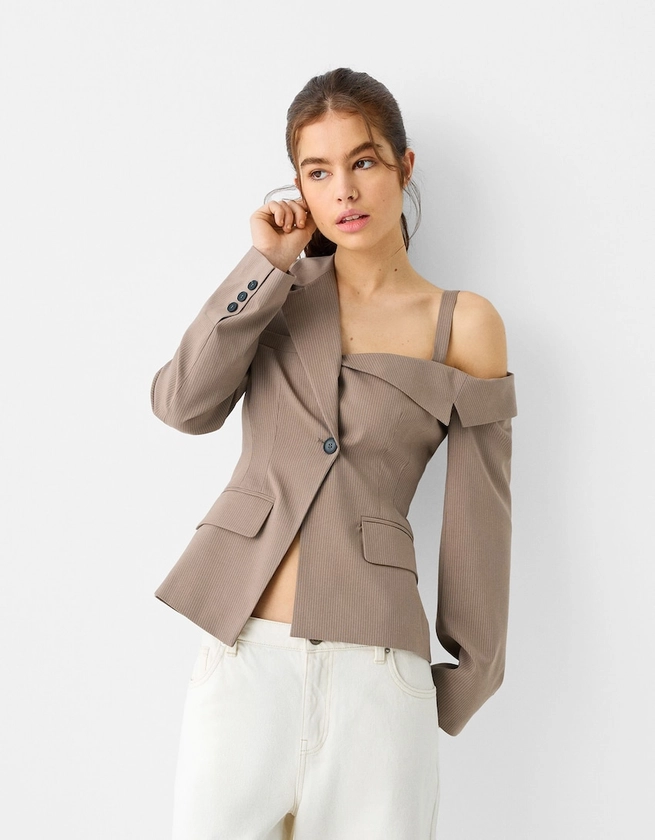 Asymmetric blazer with strap - Women