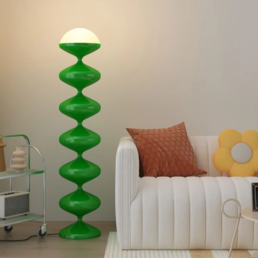 Geometric Design Metal Floor Lamp with Foot Switch and Acrylic Shade for Modern Home Decoration - 220V-240V Green Floor Lamps