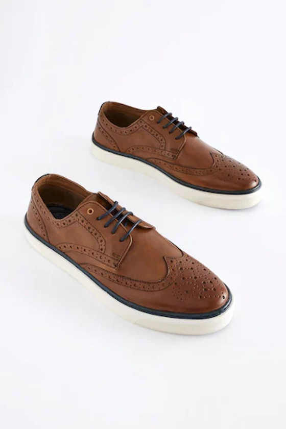 Buy Tan Brown Leather Brogue Cupsole Shoes from the Next UK online shop