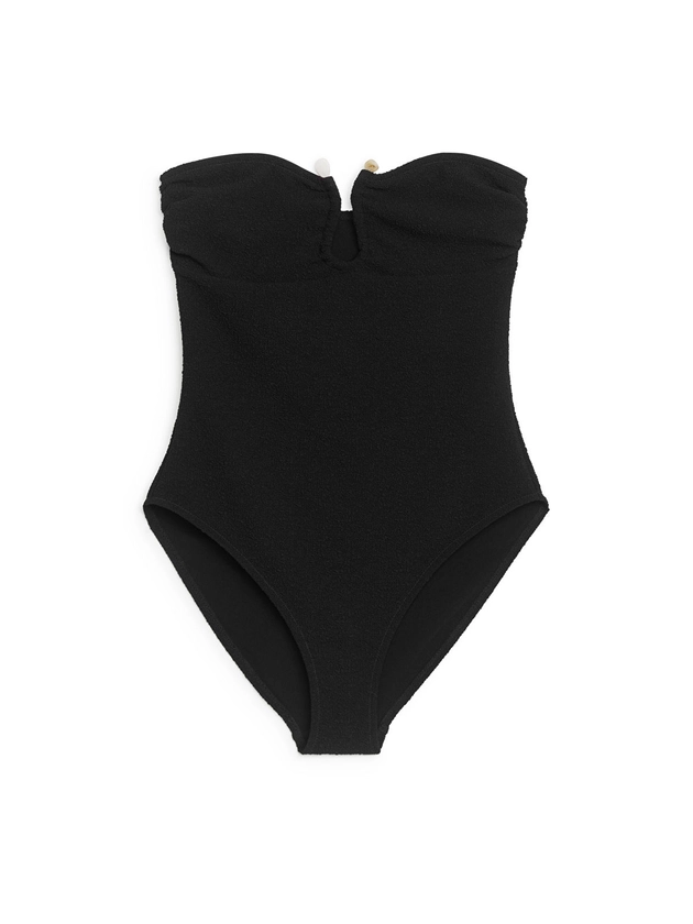 Maillot de bain bustier texturé - Noir - Swimwear - ARKET FR