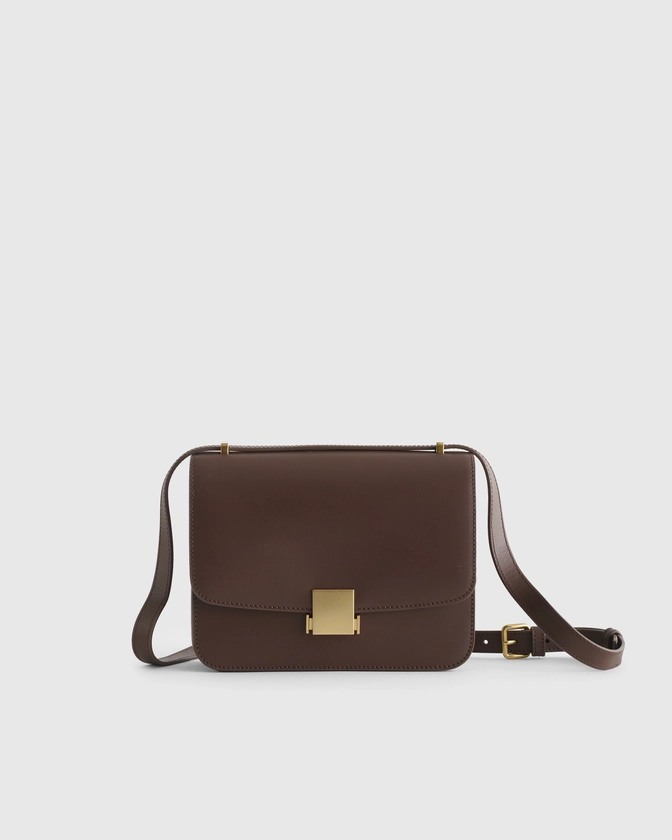 Italian Leather Box Shoulder Bag