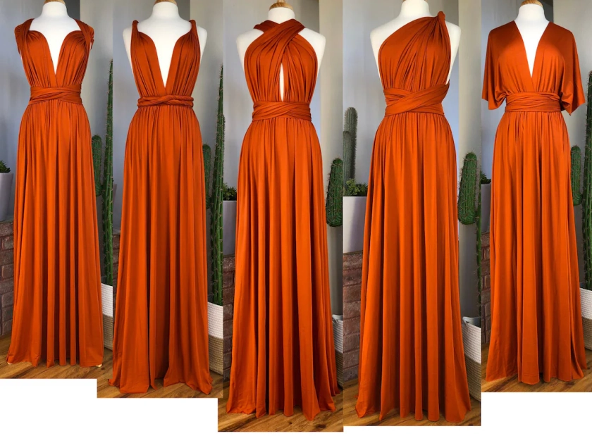 BURNT ORANGE Bridesmaid Dress/ CUSTOM Lengths/ Convertible Dress / Infinity Dress/ Multiway Dress/ Multi Wrap Dress / Plus Size / Petite - Etsy