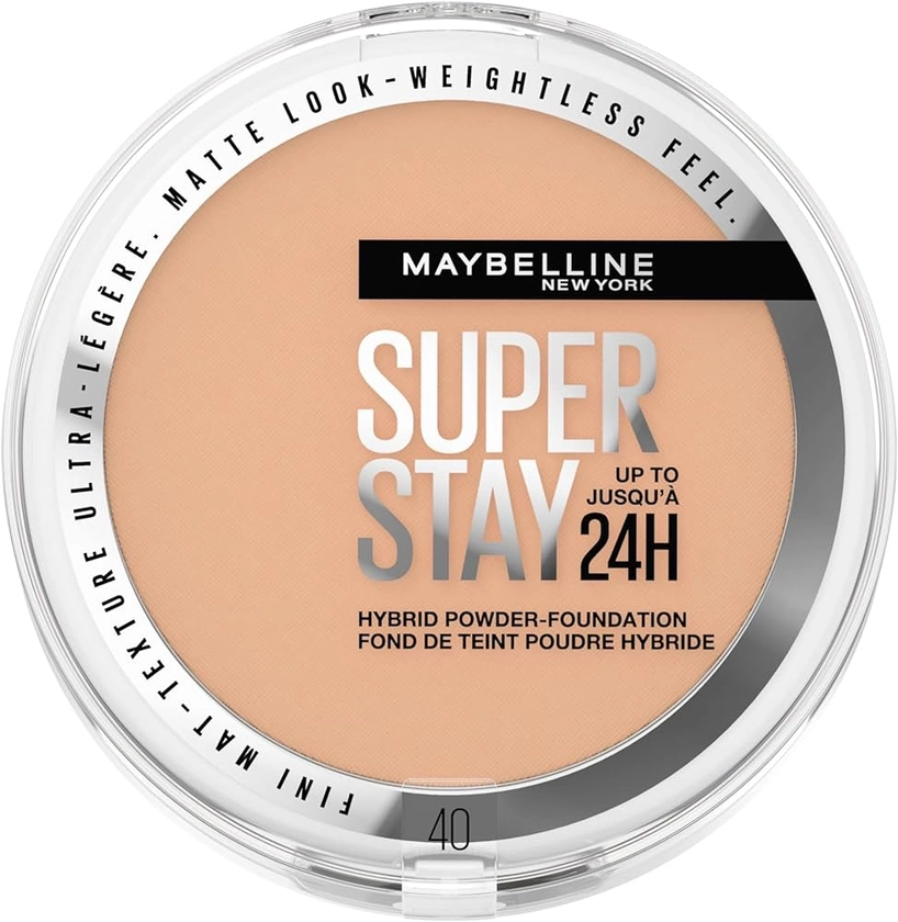 Maybelline New York 2-in-1 Puder Make-Up, Wasserfest und mattierend mit hoher Deckkraft, Super Stay Hybrid Powder Foundation, Nr. 40, 1 Stück