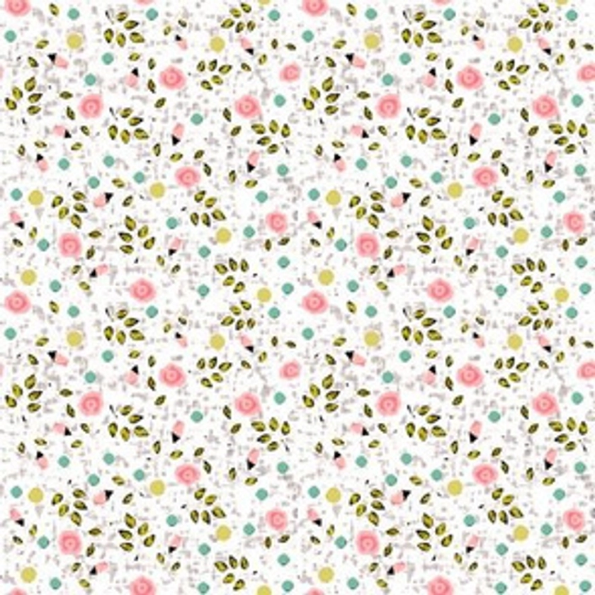 Ditsy prints flower in white Fabric bylucybaribeau