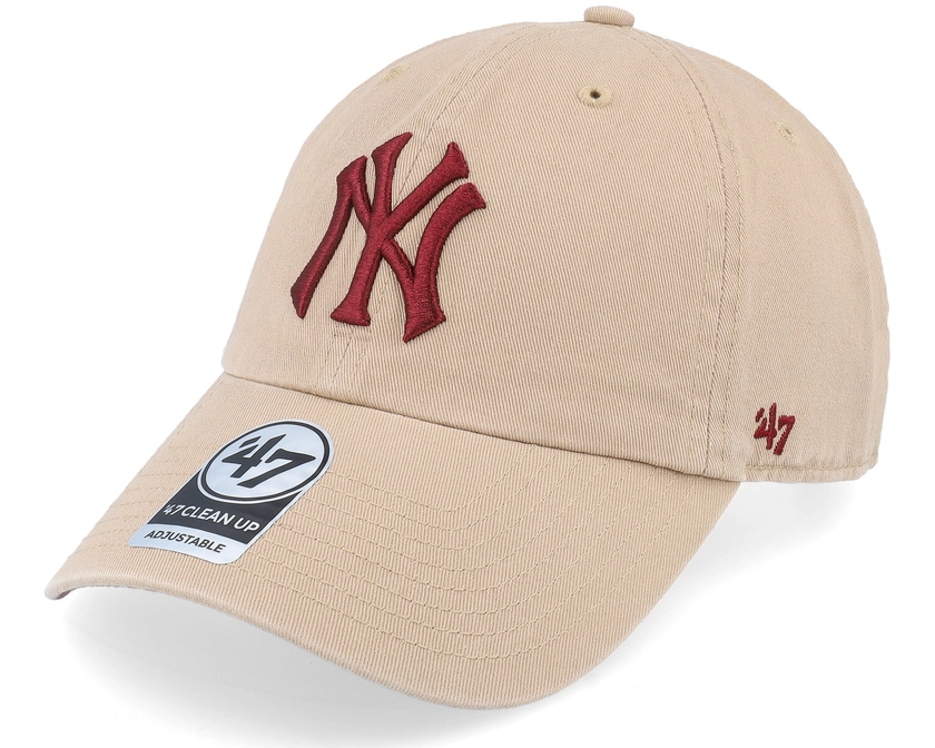 New York Yankees Ballpark Clean Up Khaki Dad Cap - 47 Brand cap | Hatstoreworld.com