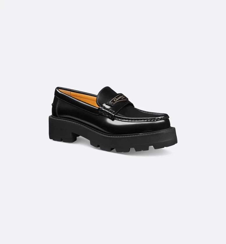 Mocassin à plateforme Dior Boy Cuir de veau brossé noir | DIOR