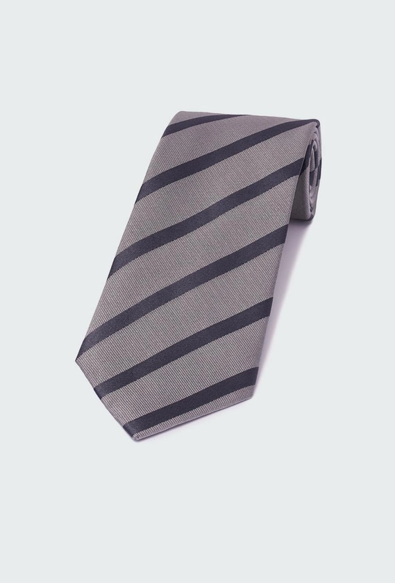 Gray Repp Stripe Tie