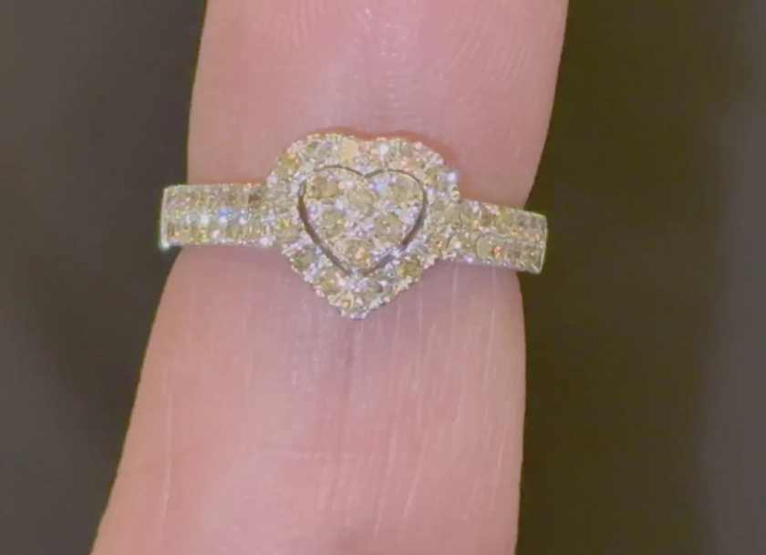 10K SOLID WHITE GOLD .75 CARAT REAL DIAMOND WOMEN BRIDAL HEART WEDDING ENGAGEMENT RING