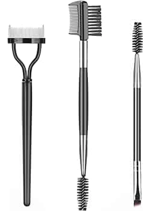 Eyebrow Brush Eyelash Separator Brow Comb & Lash Spoolie Professional Eye Makeup Tools (3 Pieces Set)
