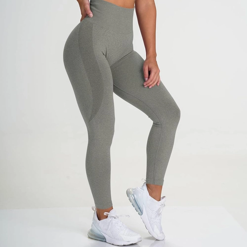 XIAOBU Workout Leggings Women's High Waist Butt-Lifting Stretch Slim Yoga Pants Solid Casual Sports Running Tights Grey