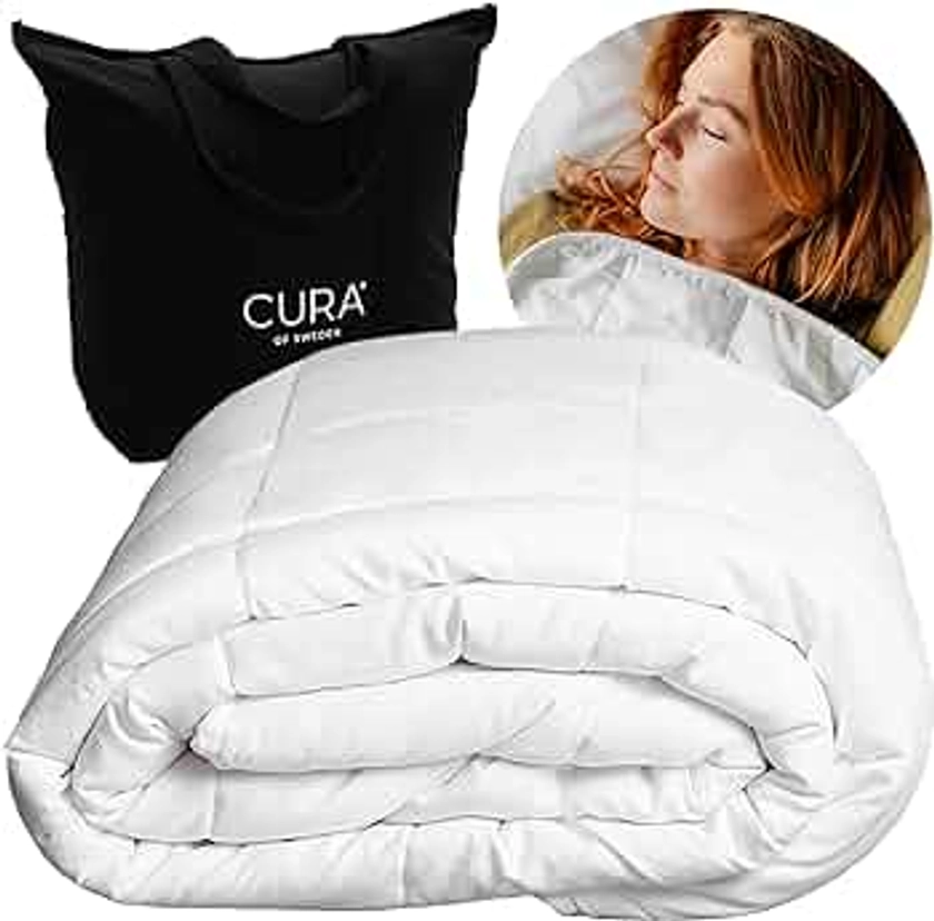 CURA Pearl Classic Weighted Blanket 200x220 16kg - Manta antiestres - Manta Pesada para un sueño Profundo y un Mejor Descanso - Manta con Peso 100% de algodón - Manta para la ansiedad