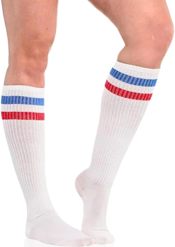 Amscan 396307 Striped Knee High Socks - One Size - Red, White, And Blue, 1 Pair