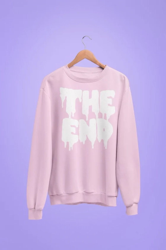Pastel &quot;The End&quot; Goth Kawaii Sweater - Creepy Cute, Sad Girl, Emo, Nu Goth, Plus Size, Soft Grunge Aesthetic Sweatshirt
