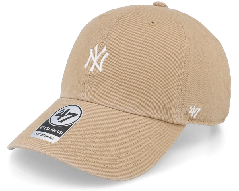 New York Yankees MLB Base Runner Clean Up Khaki Dad Cap - 47 Brand cap | Hatstoreworld.com