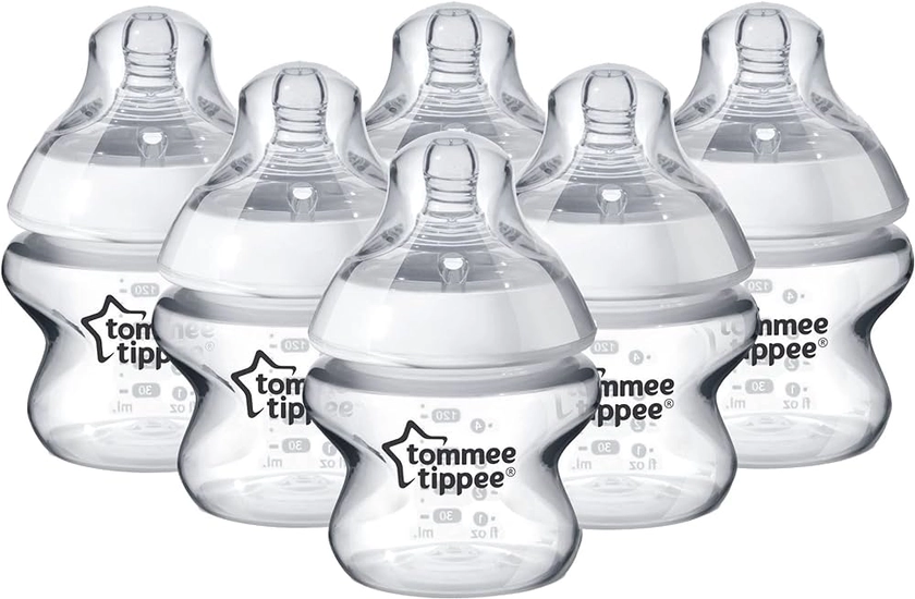 Tommee Tippee Closer to Nature® Baby Bottles, Breast-Like Teat with Anti-Colic Valve, 150ml, Pack of 6, Clear : Amazon.co.uk: Baby Products