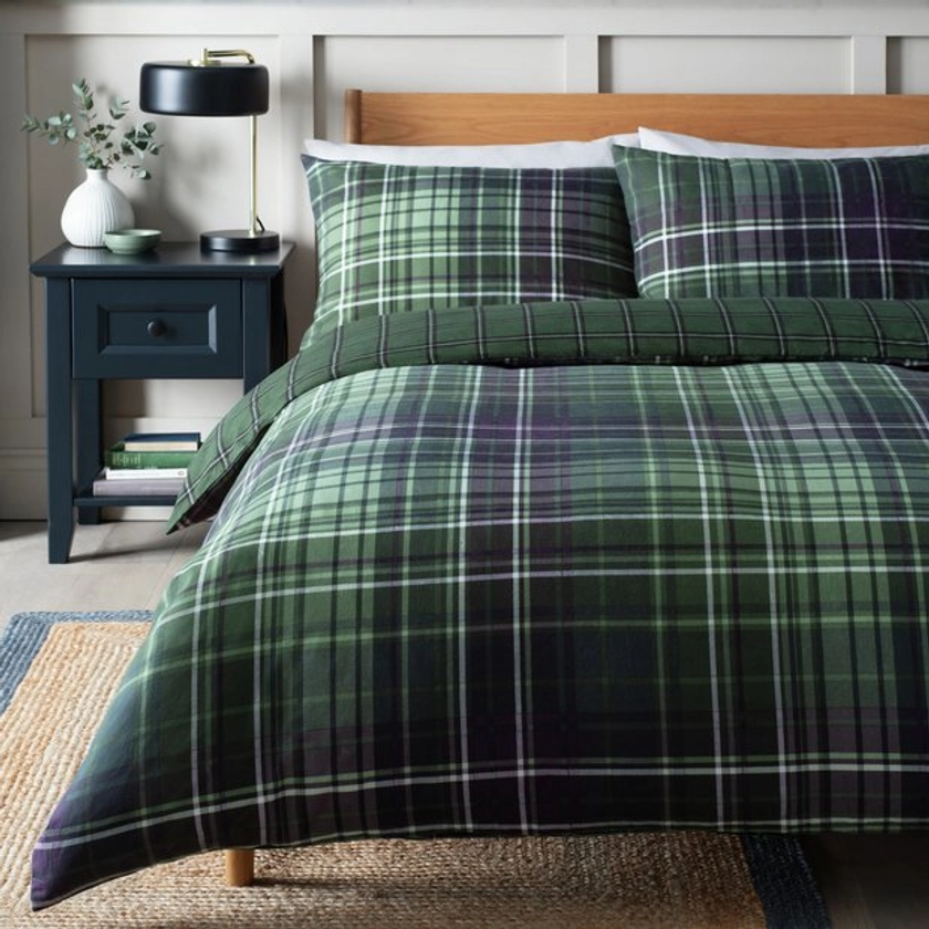 Buy Habitat Christmas Brushed Cotton Green Check Bedding Set - D | Duvet cover sets | Argos