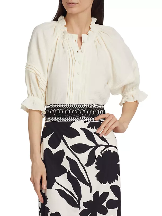 Shop Figue Billie Cotton Pintuck Top | Saks Fifth Avenue