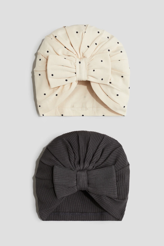 Lot de 2 bonnets avec nœud - Marron/rose ancien clair - ENFANT | H&M FR