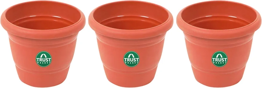 TrustBasket UV Treated Plastic Round Pot (18 Inches)-Terracotta Color- Set of 3 | Heavy Duty Highly Durable Plant Container Gamla for Indoor Home Decor & Outdoor Balcony Garden : Amazon.in: Garden & Outdoors