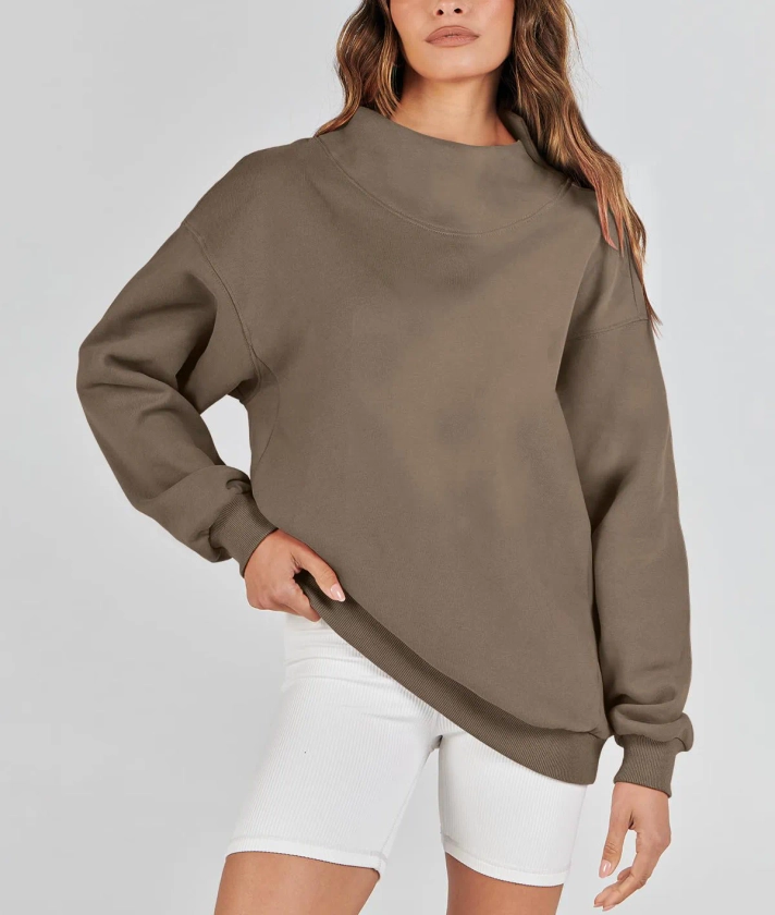 Women&#x27;s Slit Mock Neck Oversized Sweatshirt (Buy 2 Free Shipping)