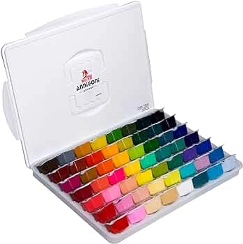 Gouache Paint Set, 56 Colors x 30ml Unique Jelly Cup Design in a Carrying Case, Gouache Opaque Watercolor Painting Perfect Art Supplies for Artists, Students, and Kids