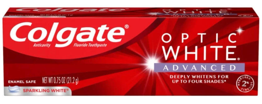 Colgate Optic White Advanced Teeth Whitening Toothpaste, Sparkling White - 0.75 oz - Walmart.com