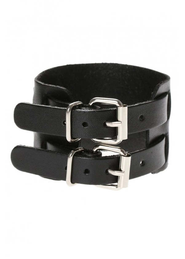 2 Strap Faux Leather Wristband