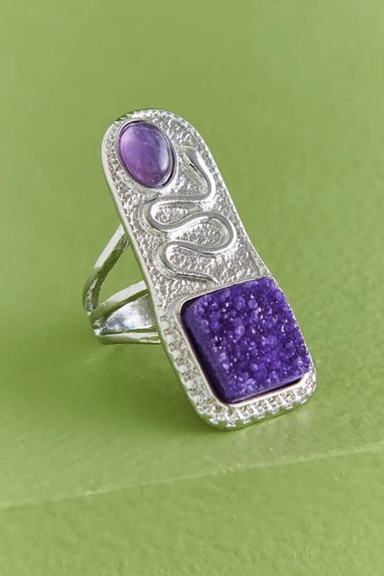 Amethyst Snake Shield Ring