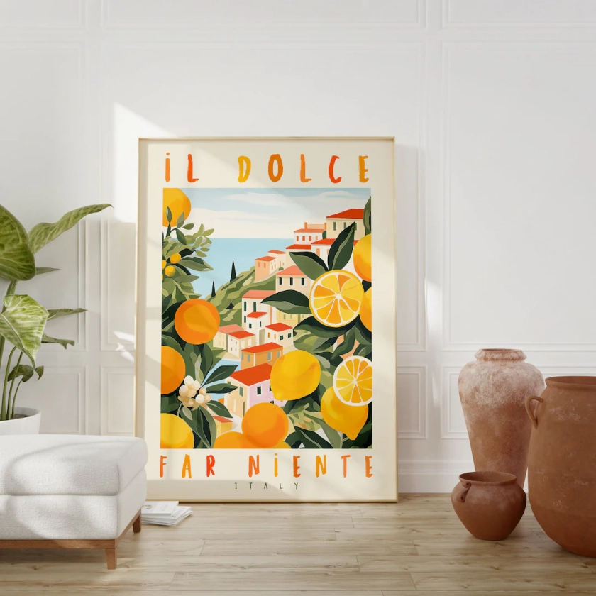 Dolce Far Niente Italy Print, Printable DIGITAL Art, Colorful Italian Art Painting, Positano, Cinque Terre, Italy Beach Town Travel Wall Art - Etsy UK