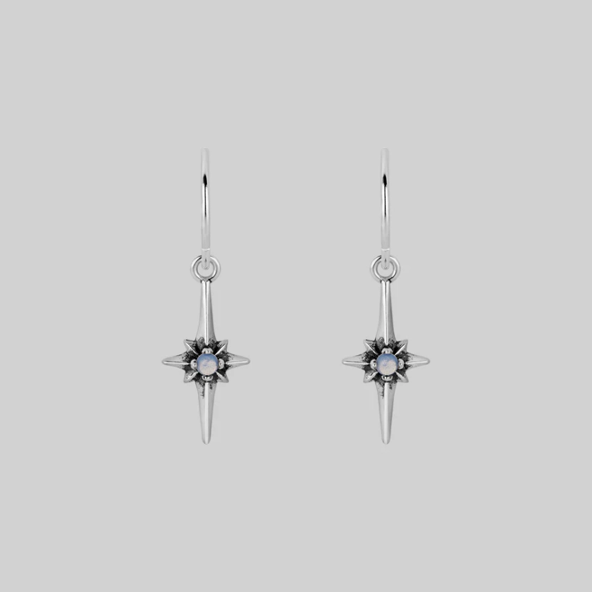 NOVA. Star Flare Opalite Hoop Earrings - Silver