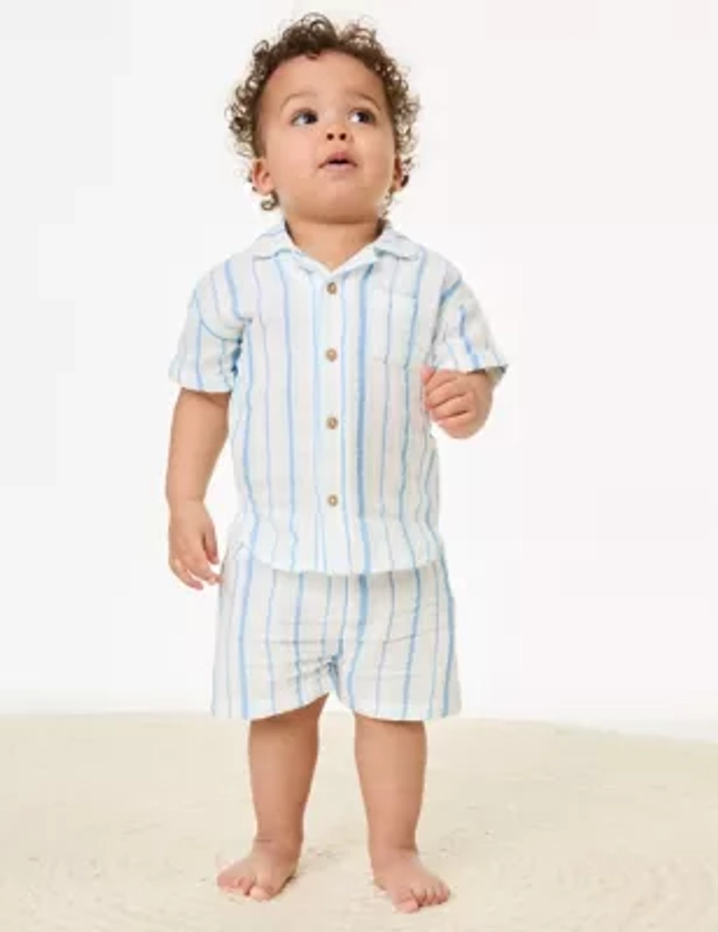 Pure Cotton Striped Shorts (0-3 Yrs) | M&S Collection | M&S