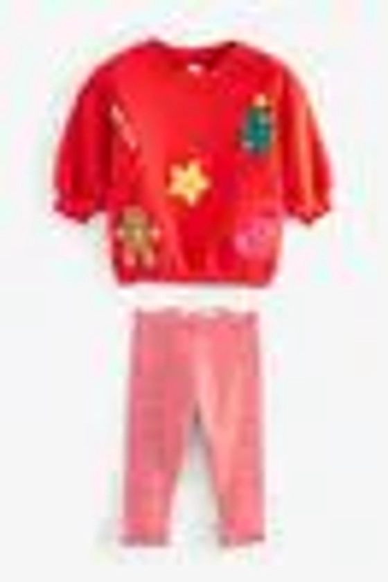 Red Christmas Sweatshirt And Leggings Set (3mths-7yrs)