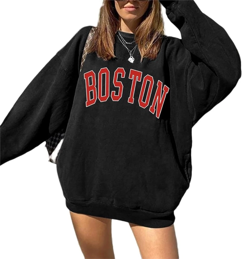 LilyCoco Womens Oversized Crewneck Sweatshirts Los Angles Graphic Long Sleeve Pullover Shirt