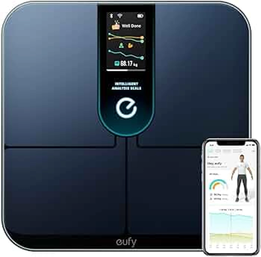 eufy Scales for Body Weight, Digital Bathroom Scales with Wi-Fi Fitness Tracking, Intelligent Analysis, 3D Virtual Body, Bluetooth Scale with Emojis, 16 Measurements, Heart Rate, BMI, Smart Scale P3