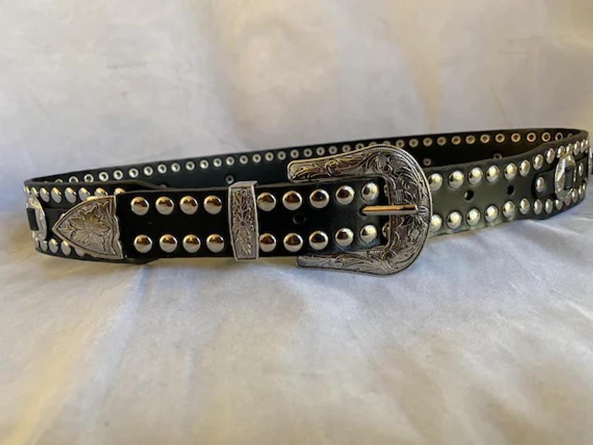 Black Leather studded/concho Weston Belt