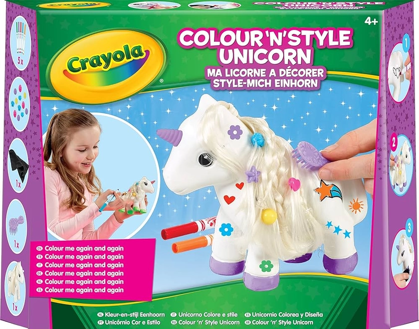 CRAYOLA Colour 'n' Style Unicorn | Colour Your Own Unicorn Again and Again | Includes Washable Marker Pens, Beads & Hairbrush | Ideal for Kids Aged 4+ : Crayola: Amazon.co.uk: Toys & Games