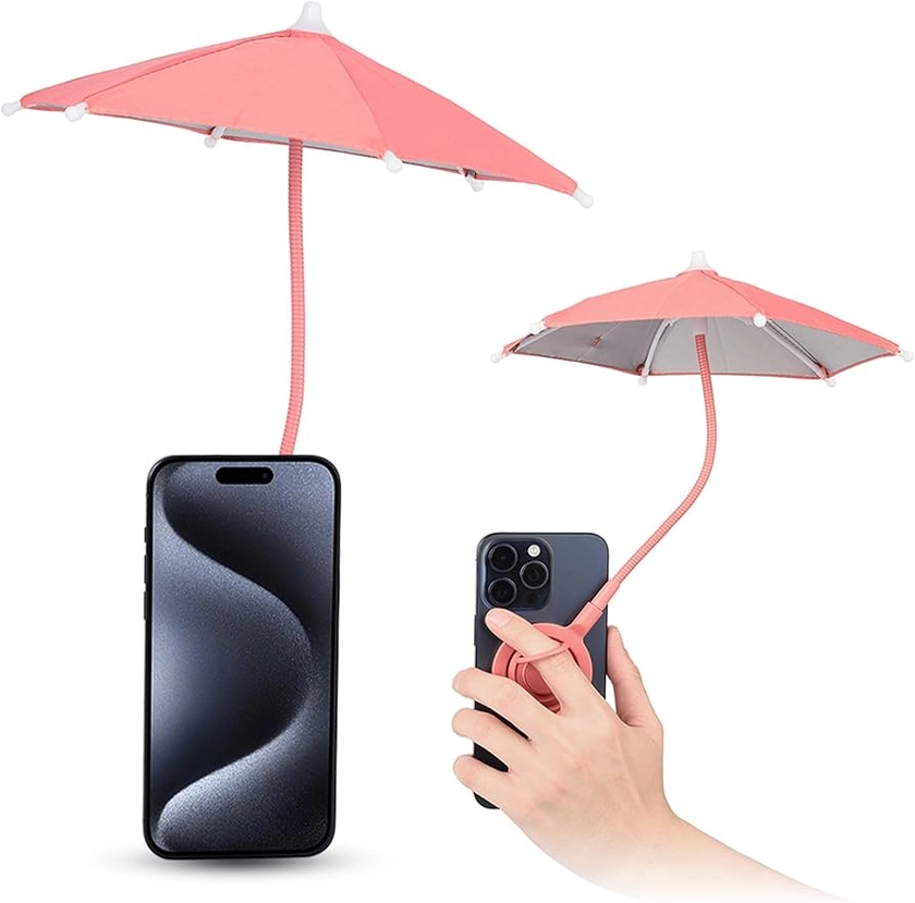 Magnetic Mobile Phone Umbrella Shade for Sun, Outdoor Phone Holder with Sun Umbrella, Flexible Angle Design & Rotatable Phone Ring, for iPhone 16 15 14 13 12 Pro Max Plus & All Phones (PINK): Amazon.co.uk: Sports & Outdoors