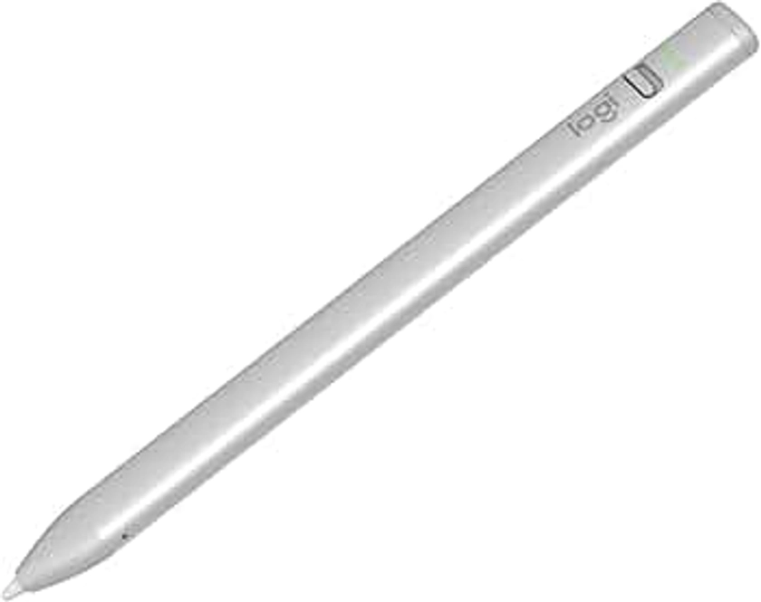 Logitech Crayon Stylet numérique pour iPads avec ports USB-C doté de la technologie Apple Pencil, précision au pixel près et pointe intelligente dynamique avec charge rapide - Argent