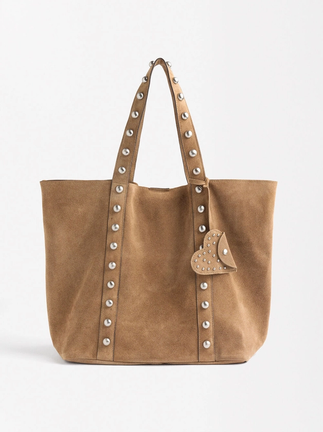 Sac Cabas En Cuir Avec Clous Marron | Parfois