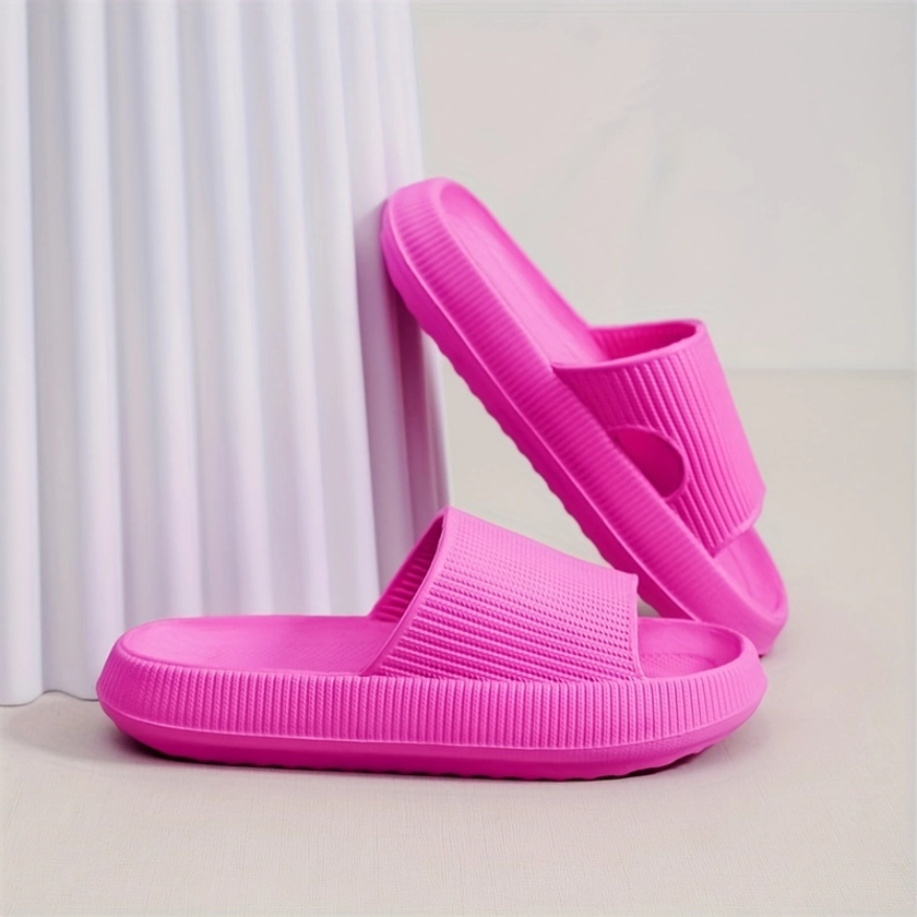 Minimalist Pillow Slides For Women, Super Soft Solid Color Indoor EVA Shoes, Unisex Beach Slides