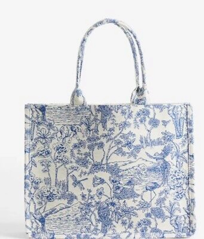 H&M Jacquard Weave Blue Patterned Tote Bag Brand New With Tags | eBay