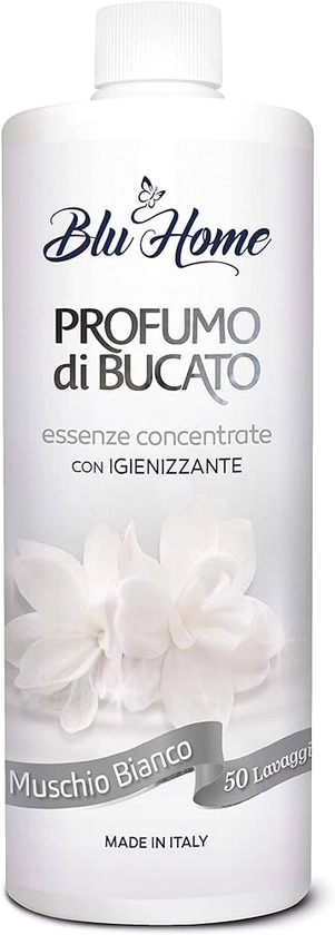 BLU HOME Liquide Parfum de Linge, Formule Hyperconcentrée pour Machine à Laver (Musc Blanc, 500 ml)