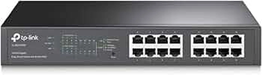 TP-Link TL-SG1016PE Smart Switch Gigabit Easy 16 ports avec PoE+ 8 ports, jusqu'à 30 W par port et 150 W au total, ports RJ-45 blindés, 802.3af/at, Plug and Play, avec ventilateur