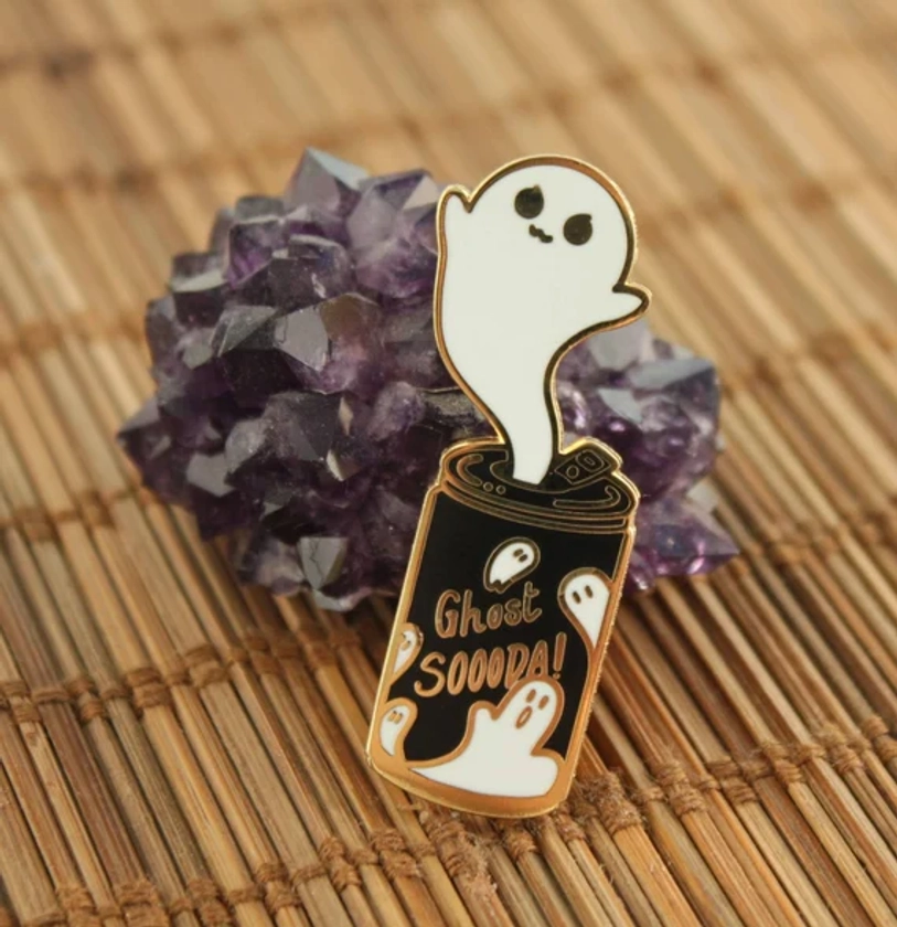Ghost Soda - Gold Plated Halloween Hard Enamel Pin