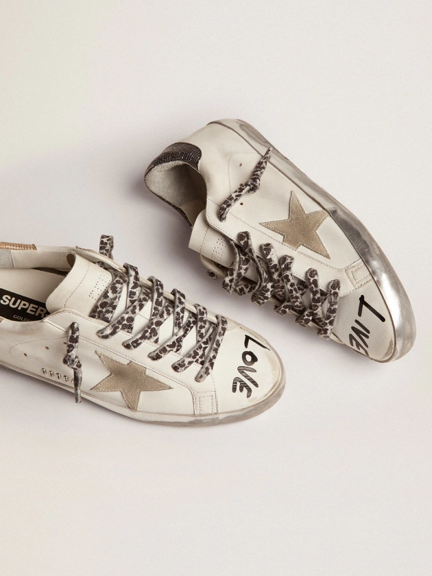 Sneakers Femme Super-Star Cuir Blanc Inscriptions | Golden Goose